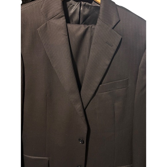 Brooks Brothers 346 Men's 2 Pcs Black Pinstripe Wool Suit 41R Jacket 34x33 Pants - Picture 5 of 16